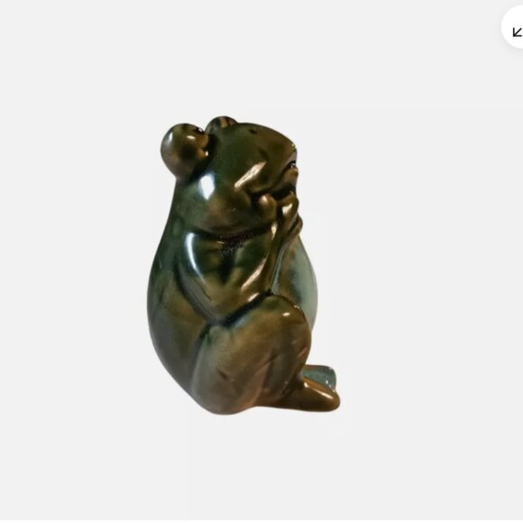 Thoughtful Frog Ceramic Figurine Green 3 1/2" Tall - Picture 4 of 6